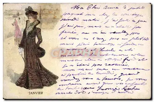 Cartes postales Fantaisie Femme Mois Janvier