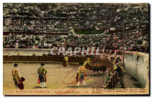 Cartes postales Corrida Course de taureaux Picador y toro Toro que recarga