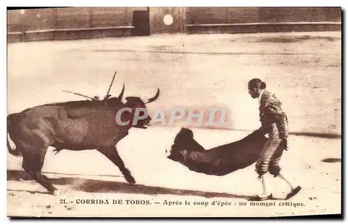 Ansichtskarte AK Corrida Course de taureaux Apres le coup d&#39epee un moment critique