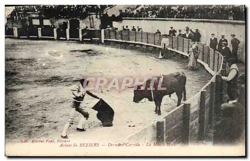 Ansichtskarte AK Corrida Course de taureaux Arenes de Beziers Derniere corrida La mise a mort