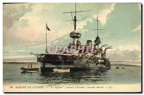 Cartes postales Bateau de Guerre Le Suffren Cuirasse d'escadre Vaisseau amiral