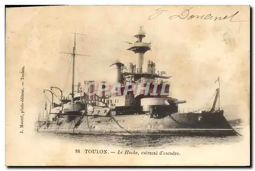 Ansichtskarte AK Bateau de Guerre Toulon Le Hoche Cuirasse d&#39escadre