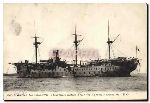 Ansichtskarte AK Bateau de Guerre Tourville Bateau Ecole des Apprentis canonniers