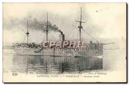 Cartes postales Bateau de Guerre Tourville Ecole de canonnage