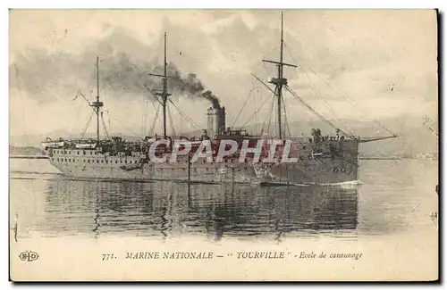 Cartes postales Bateau de Guerre Tourville Ecole de canonnage