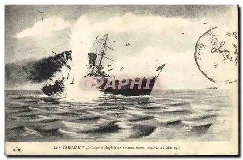 Ansichtskarte AK Bateau de Guerre Le Triumph Cuirasse anglais coule le 25 mai 1915