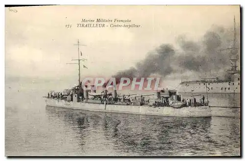 Cartes postales Bateau de Guerre Tiralleur Contre torpilleur