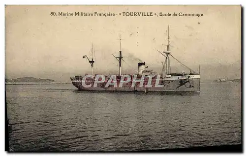 Cartes postales Bateau de Guerre Tourville Ecole de canonnage