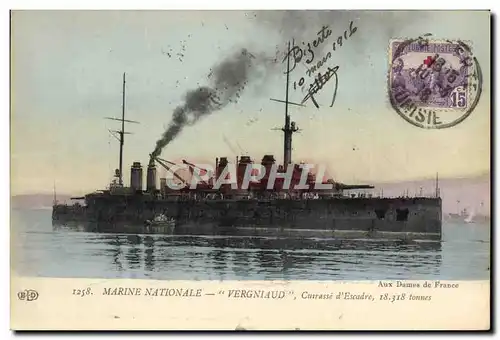 Cartes postales Bateau de Guerre Vergniaud Cuirasse d'escadre