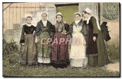 Ansichtskarte AK Folklore Costumes de Concarneau et de Pont L&#39Abbe