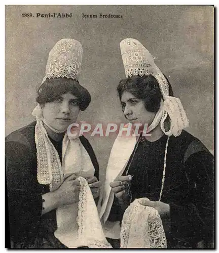 Cartes postales Folklore Pont L&#39Abbe Jeunes brodeuses