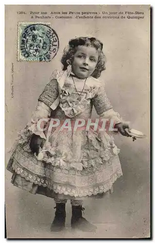 Cartes postales Folklore Pour ses amis les petits pauvres Un jour de Fete Dieu a Penhars Costume d&#39enfants de