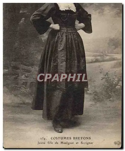 Cartes postales Folklore Costumes bretons Jeune fille de Huelgoat et Scrignac