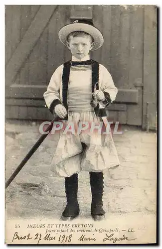 Ansichtskarte AK Folklore Jeune enfant des environs de Quimperle