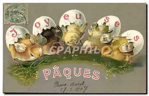 Cartes postales Fantaisie Poussins Paques