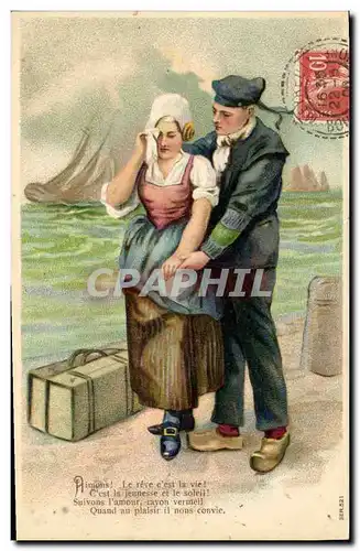 Cartes postales Fantaisie Femme Marin Bateau