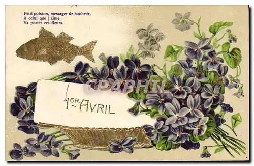 Cartes postales Fantaisie Fleurs Poisson 1er Avril