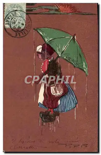 Ansichtskarte AK Fantaisie Enfants Parapluie