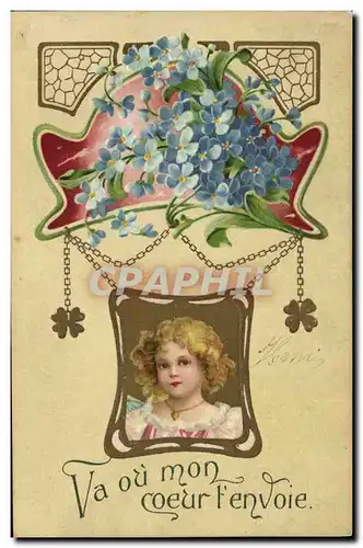 Cartes postales Fantaisie Fleurs Enfant