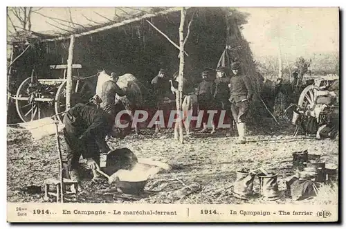 Cartes postales Cheval Hippisme Equitation En campagne Le marechal Ferrant Militaria