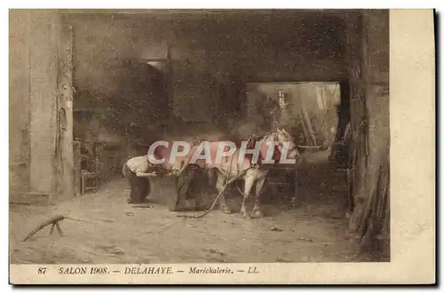 Cartes postales Cheval Hippisme Equitation Salon 1908 Delahaye Marechalerie