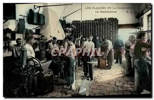 Cartes postales Cheval Hippisme Equitation Les plaisirs de la caserne La marechalerie