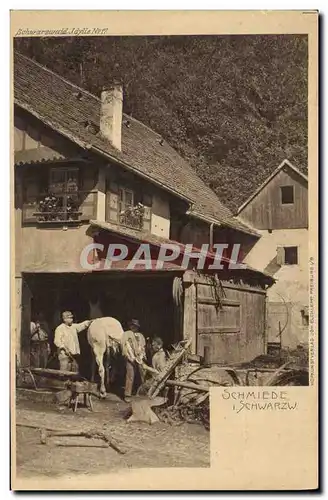 Cartes postales Cheval Hippisme Equitation Schmiede i Schwartz Marechal Ferrant
