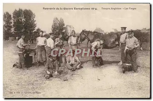 Cartes postales Cheval Hippisme Equitation Troupes anglaises Les Forges Marechal Ferrant Militaria