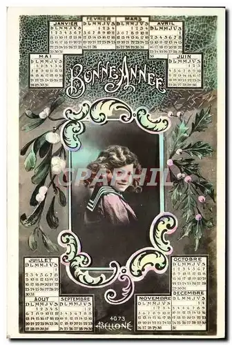 Cartes postales Fantaisie Fleurs Calendrier Enfant