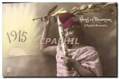 Cartes postales Fantaisie Fleurs Annee 1915 Marianne Vers le triomphe