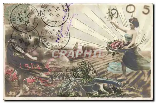 Cartes postales Fantaisie Fleurs Annee 1905 Femme Laboureur