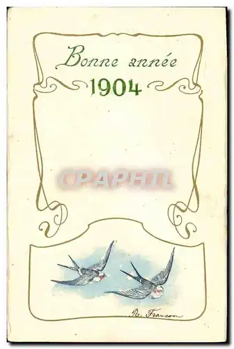 Cartes postales Fantaisie Fleurs Annee 1904 Hirondelles