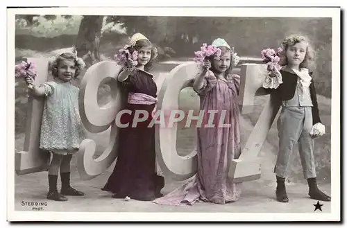 Ansichtskarte AK Fantaisie Fleurs Annee 1907 Enfants