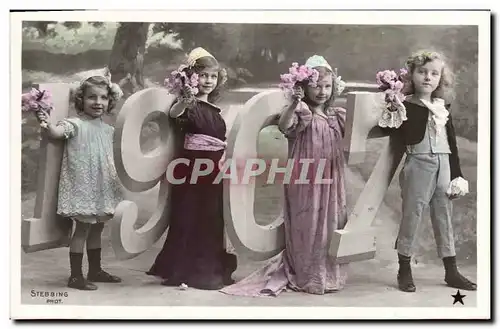 Cartes postales Fantaisie Fleurs Annee 1907 Enfants