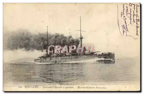 Cartes postales Bateau de Guerre Voltaire Cuirasse d&#39escadre a turbines