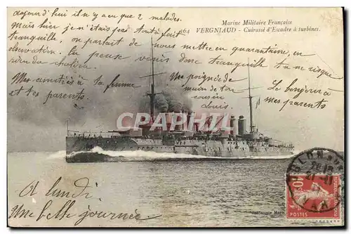 Cartes postales Bateau de Guerre Vergniaud Cuirasse d&#39escadre a turbines