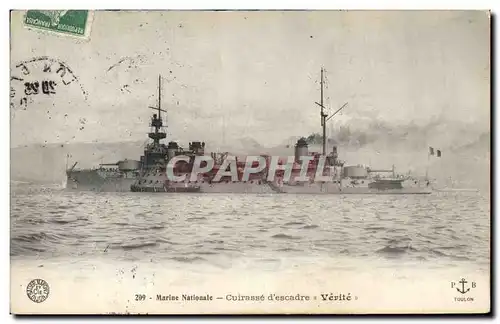 Cartes postales Bateau de Guerre Cuirasse d'escadre Verite