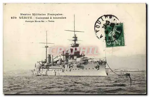 Cartes postales Bateau de Guerre Verite Cuirasse a tourelles