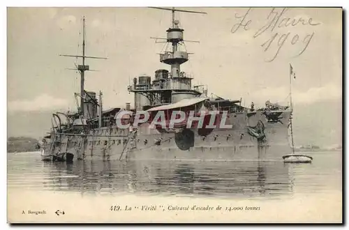 Cartes postales Bateau de Guerre La Verite Cuirasse d&#39escadre