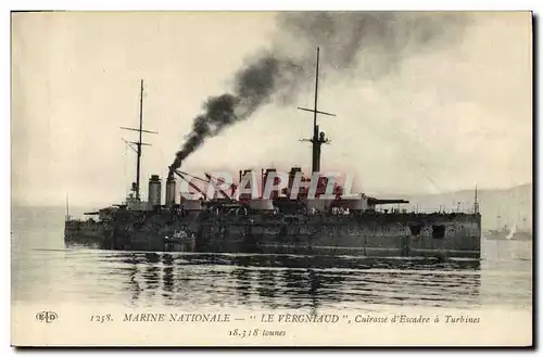 Cartes postales Bateau de Guerre Le Vergniaud Cuirasse d'escadre a turbines