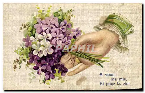 Cartes postales Fantaisie Main Fleurs