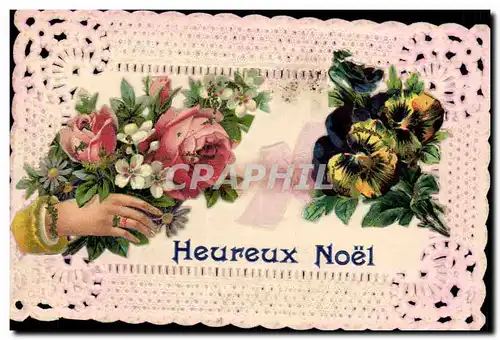 Cartes postales Fantaisie Brodee Main Fleurs