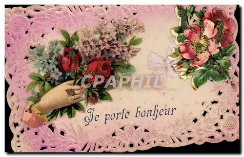 Cartes postales Fantaisie Brodee Main Fleurs