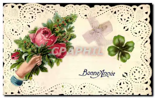 Cartes postales Fantaisie Brodee Main Fleurs