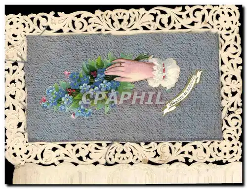 Cartes postales Fantaisie Brodee Main Fleurs