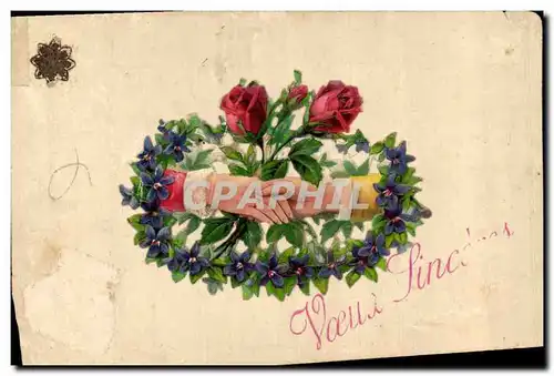 Cartes postales Fantaisie Main Fleurs