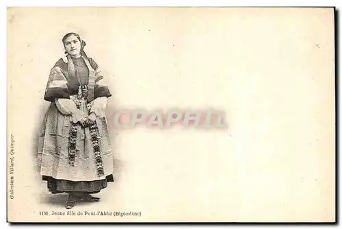 Ansichtskarte AK Folklore Jeune fille de Pont L&#39Abbe Bigoudene