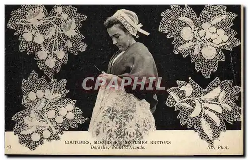 Cartes postales Folklore Dentelle Dentelliere Point d'Irlande