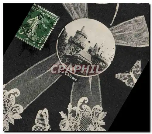 Cartes postales Folklore Dentelle Dentelliere Point d'Alencon Le chateay