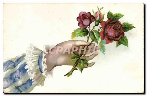 Cartes postales Fantaisie Main Fleurs